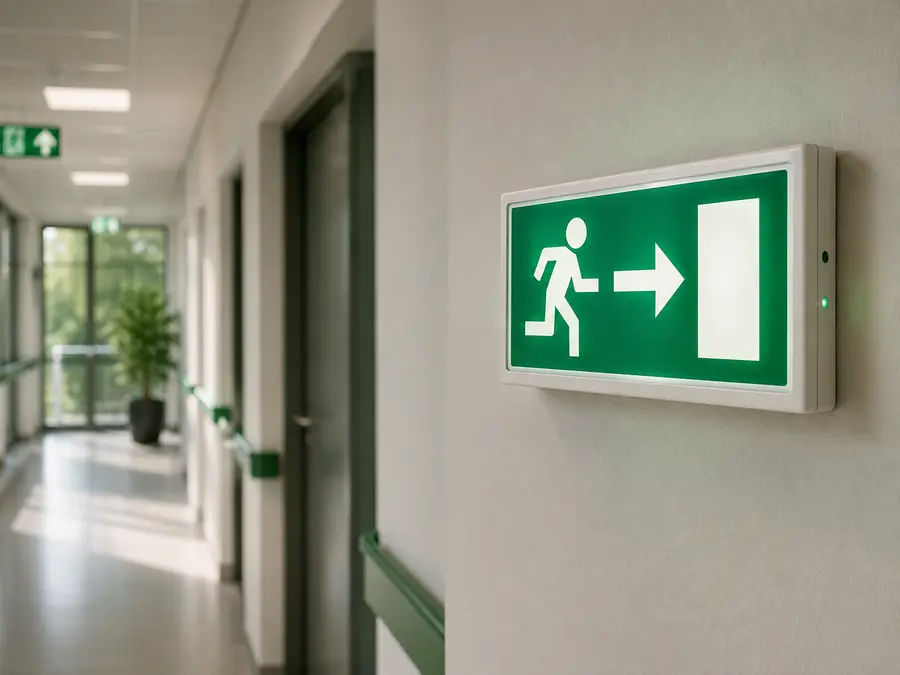 Fluchtwegschild und Evakuierungsplan